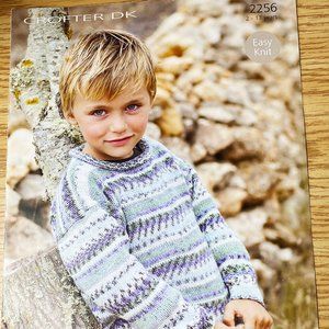 Vintage SIRDAR baby & kids knitting patterns #2256 Sweater in Crofter DK